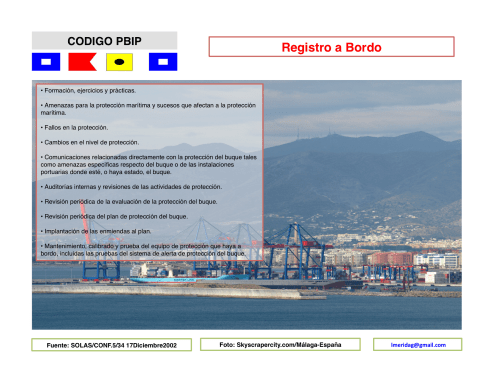 Codigo PBIP:ISPS Code:registro abordo