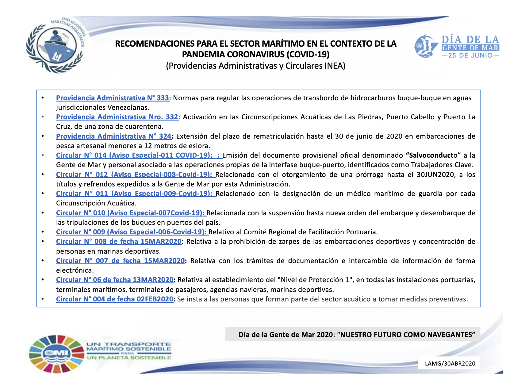 Orientaciones INEA al sector acuático sobre el COVID-19